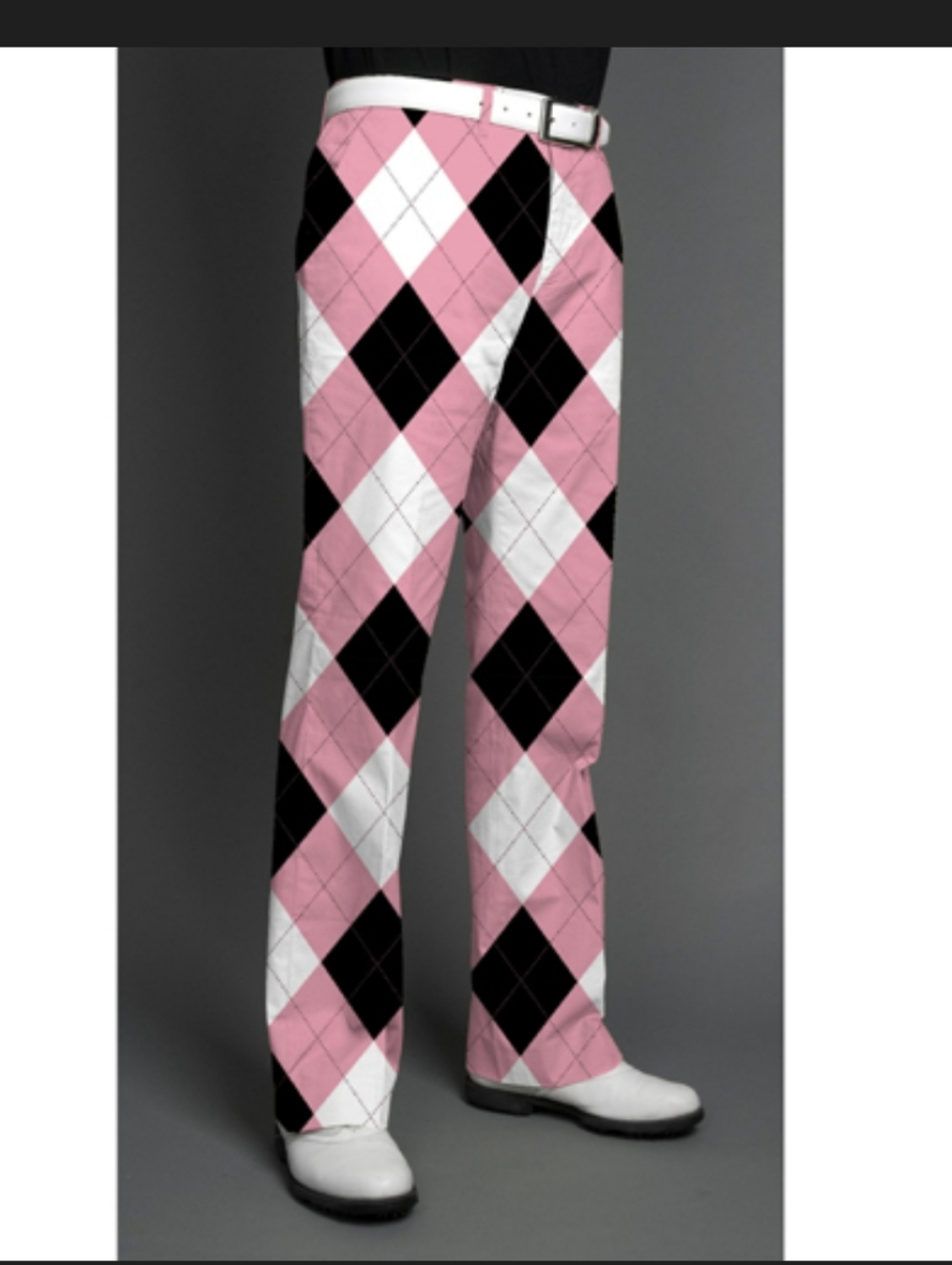Loudmouth Golf Pants Men's Pink Black Argyle size 32/30. - Picture 13 of 14